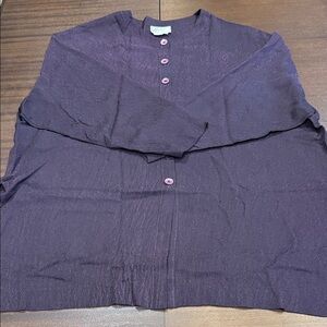 Vintage Harper Greer Purple Rayon Jacquard Plus Size Button Down Top